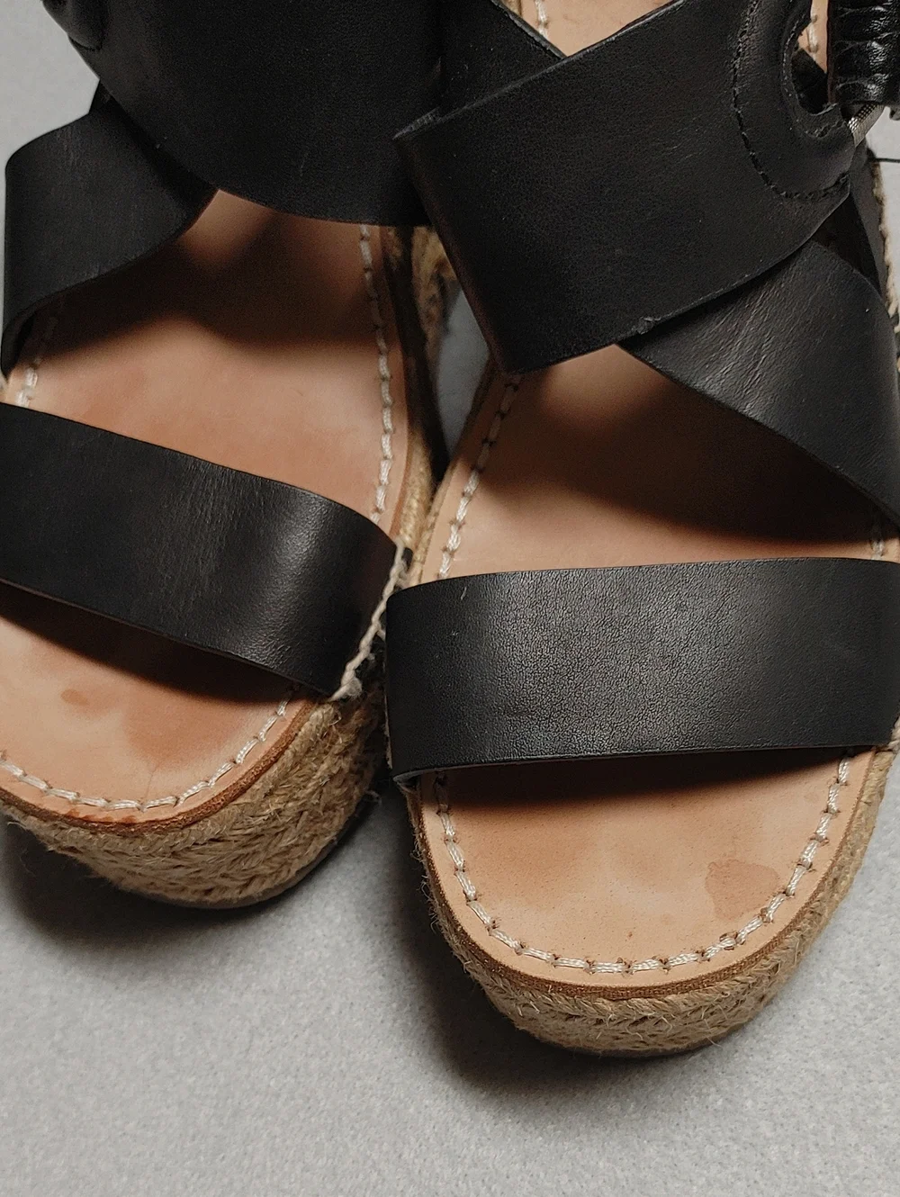 Rag & Bone August Espadrille Platform Black Strappy Sandals Size 37.5